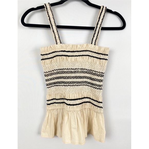 Rails Cecily Smocked Peplum Tank Top, Flax Cream - Size S - Picture 3 of 7